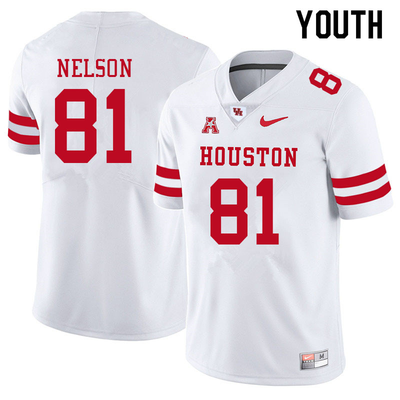 Youth #81 CJ Nelson Houston Cougars College Football Jerseys Sale-White - Click Image to Close
